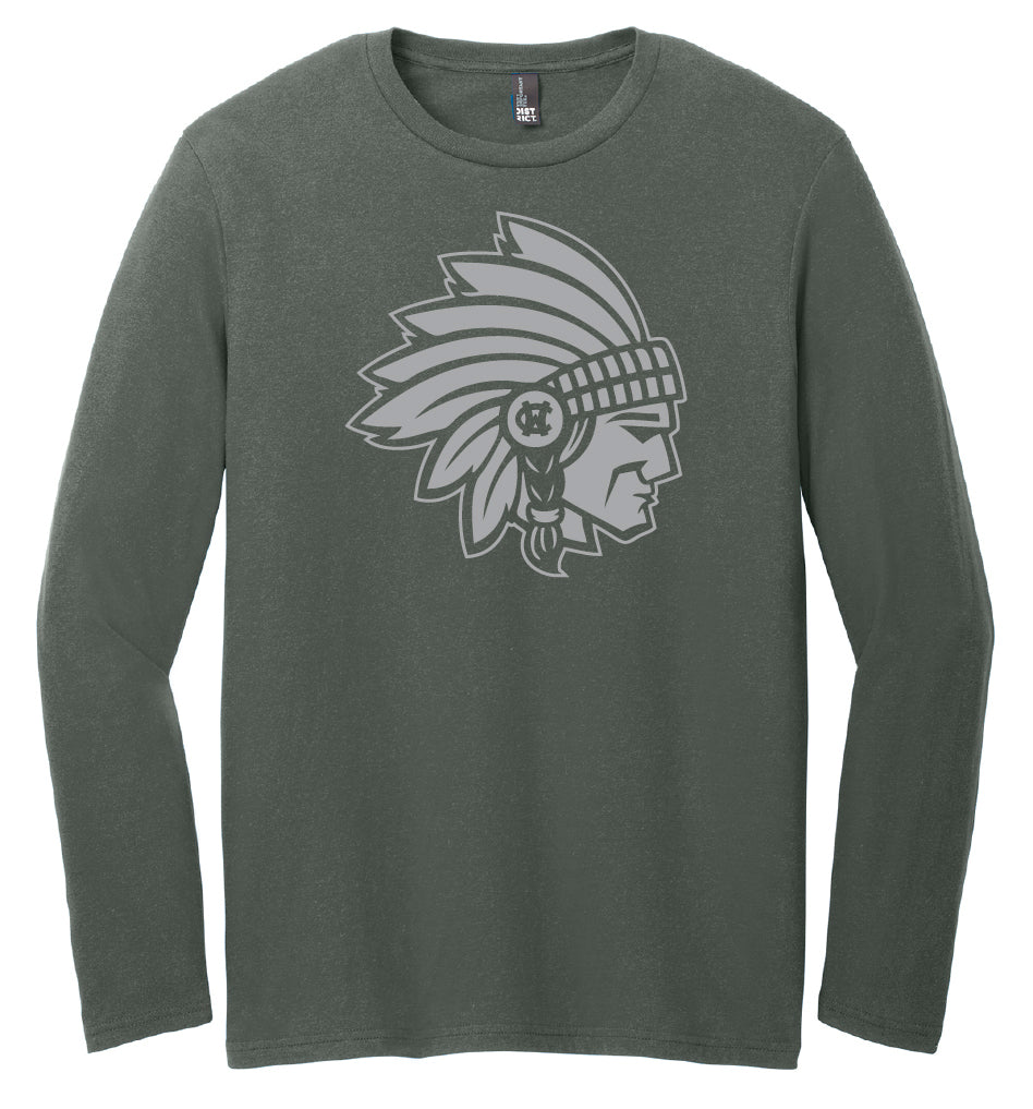 WCHS Warriors Mascot Ringspun LS Tee (Deepest Grey)