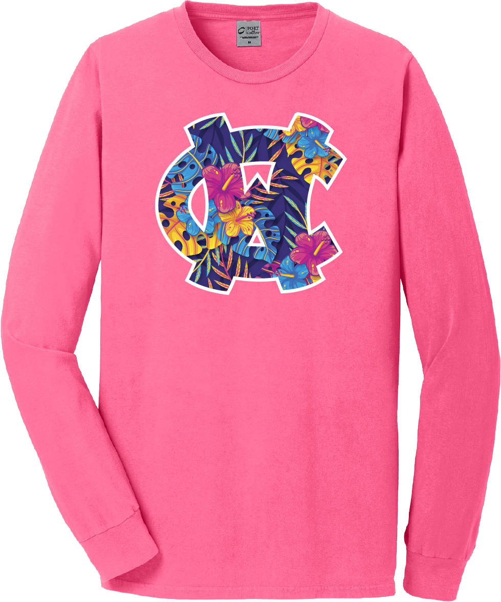 Warriors Hawaiian Long Sleeve Tee (Neon Pink)