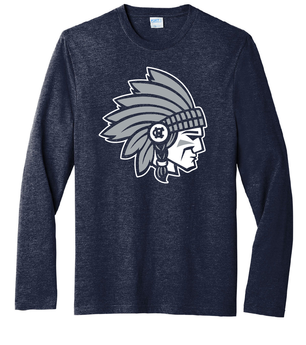 2026 Warrior Head Tri-Blend LS Tee (Heather Navy)